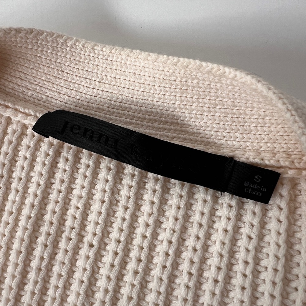 Jenni Kayne Cocoon Cardigan Cream Organic Cotton Ribbed Knit Sweater Size Small - Picture 5 of 9